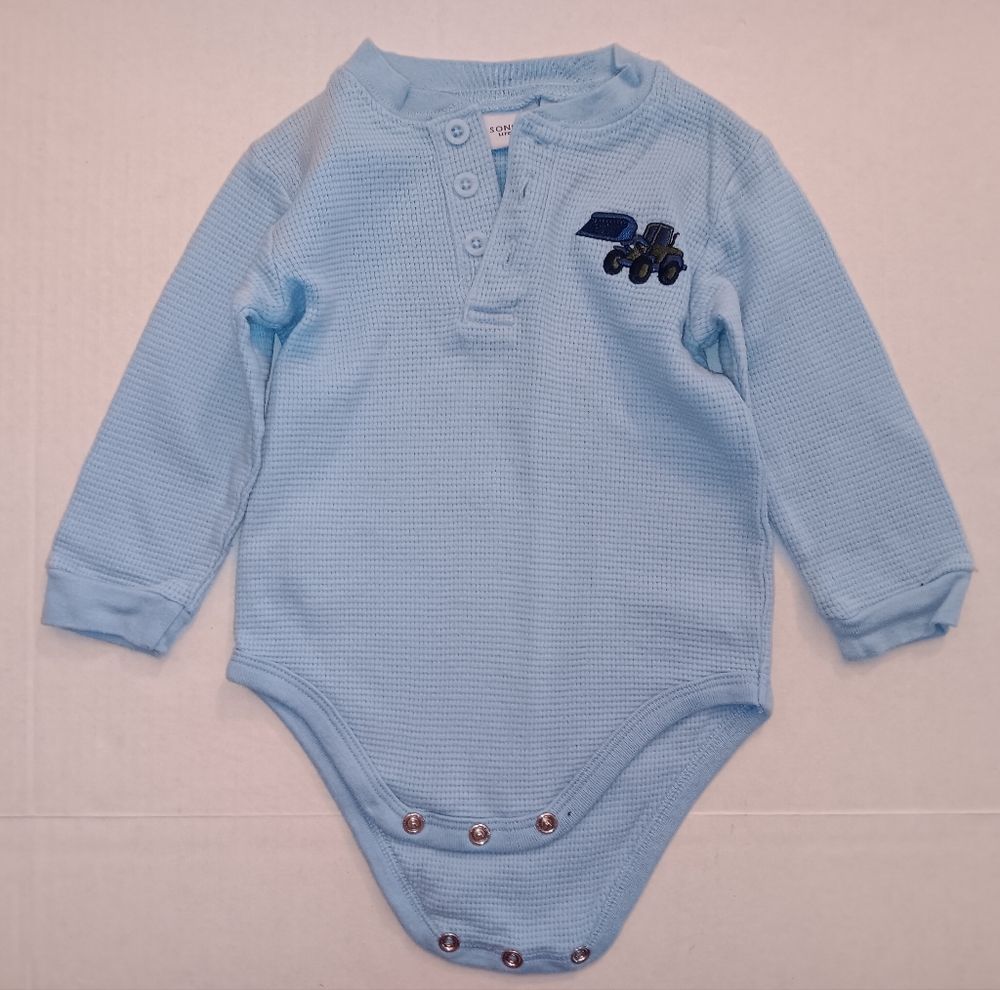 Sonoma Light Blue Bodysuit Onesie Long Sleeves Truck Design Long Johns